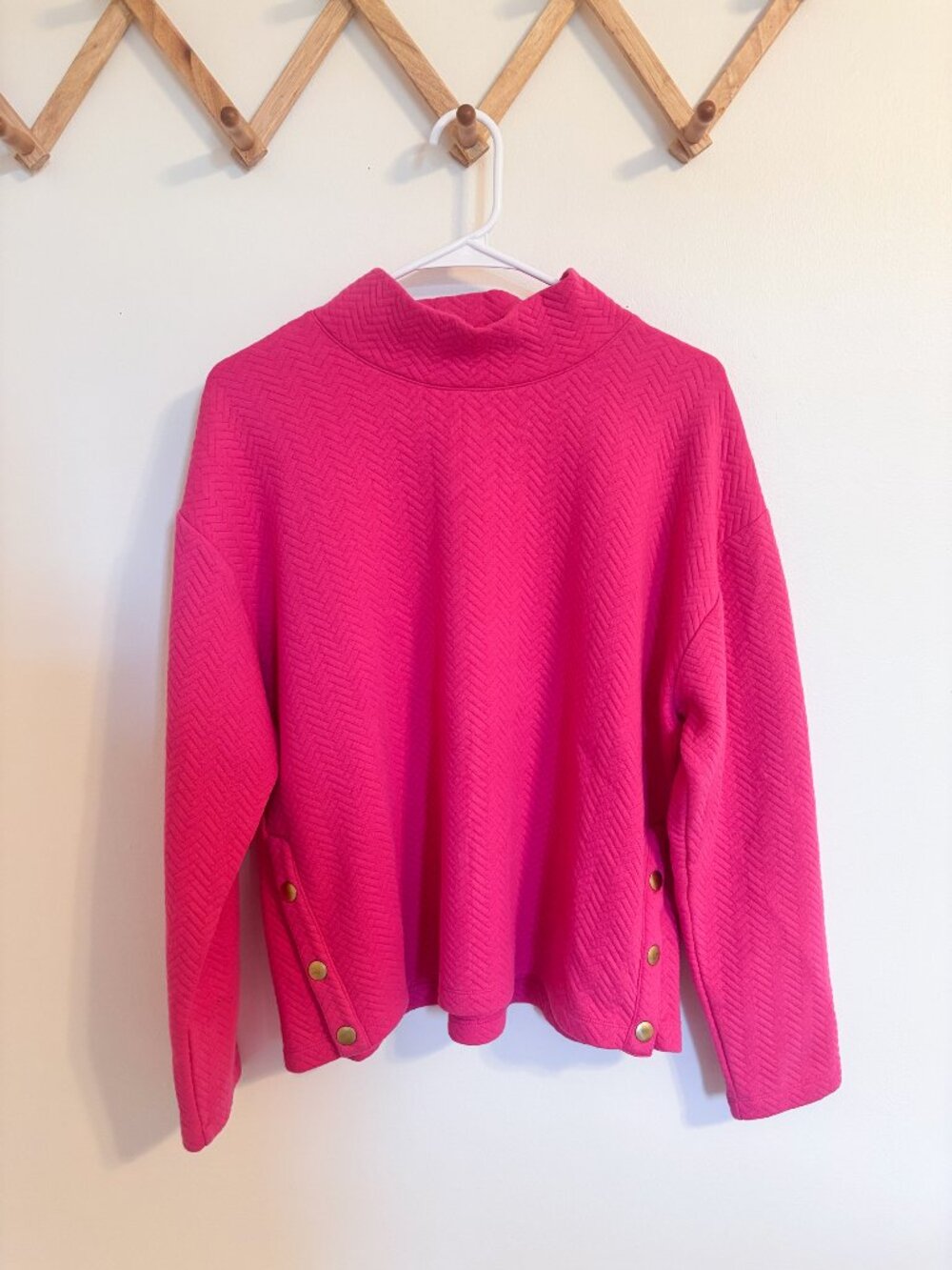 Mock Neck Pullover with Zig-Zag detailing